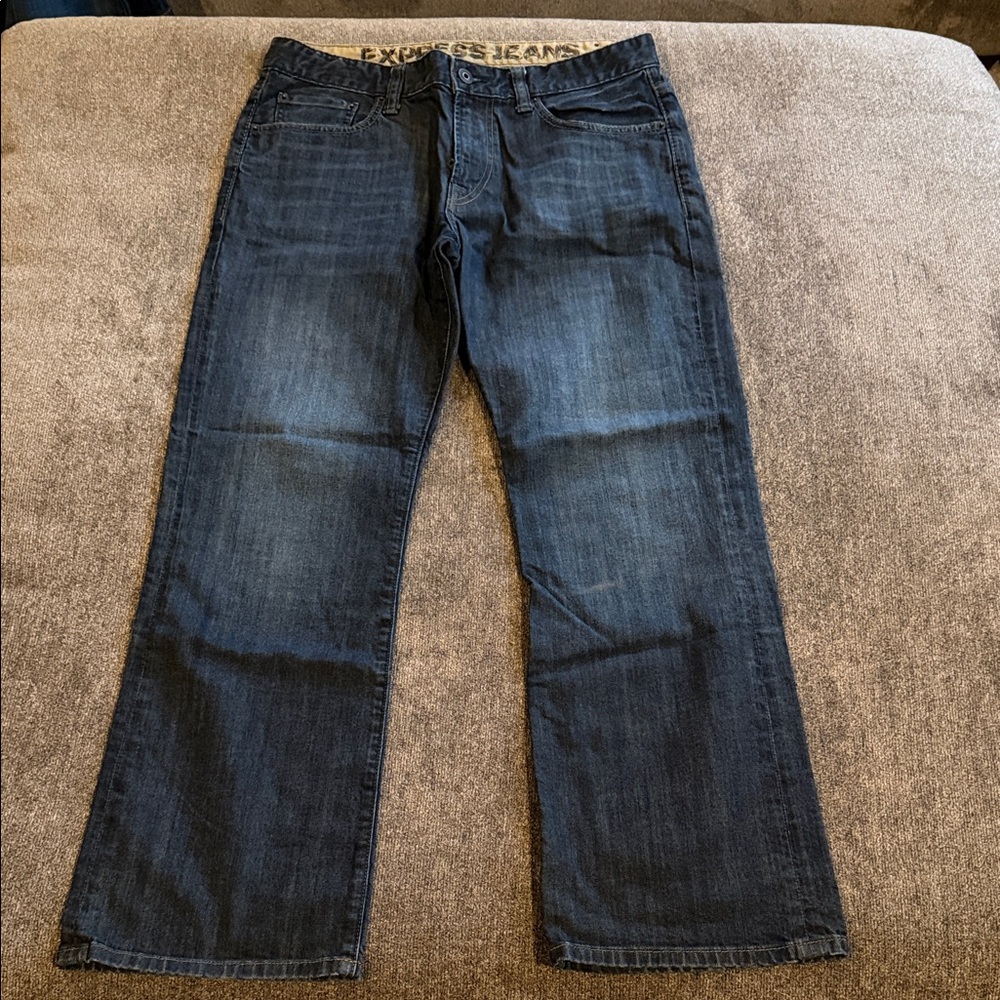 Express Men’s Dark Blue Loose Stretch Jeans 33W 32L
